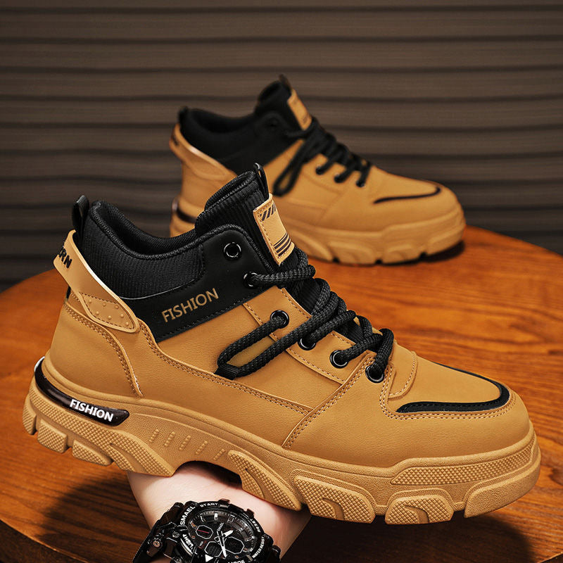 Martin boots men's shoes 2024 new spring non-slipwaterproofabrasion resistantworkwear boots men outdoor high-top sports sneakers