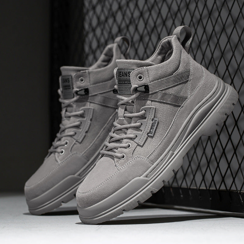 Martin boots men's winter velvet tooling boots 2024 new mid-top men's boots winter Northeast cotton shoes men's one-piece hair