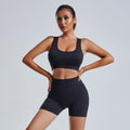 seamless knitting yoga suit spring and summer shortcut out beautiful back sexy sports bra fitness suit for women