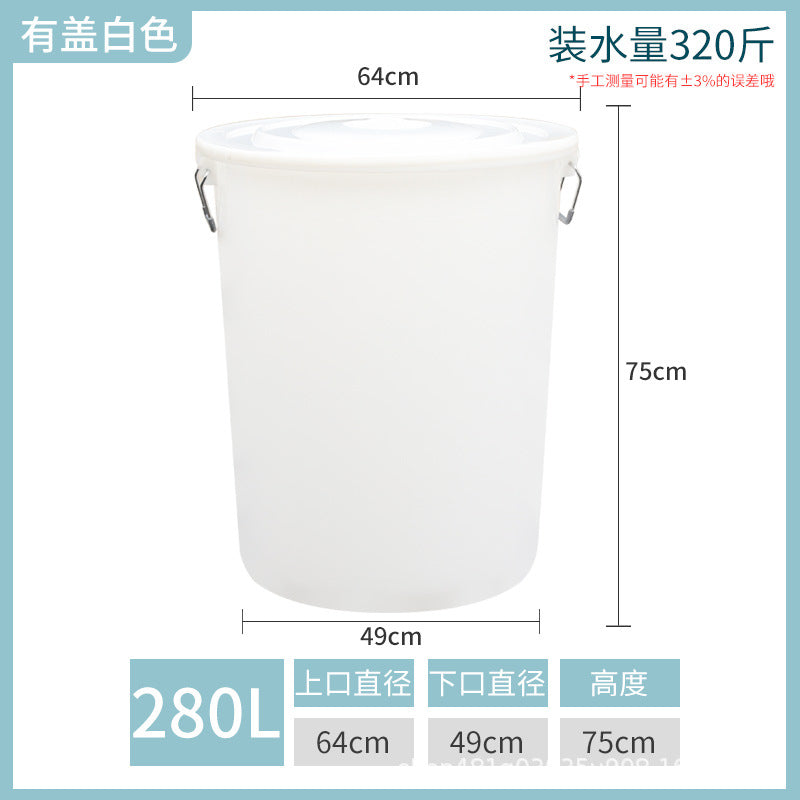 Plastic bucket round bucket large capacity thickened with lid household water storage sanitation outdoor large trash can round commercial