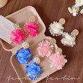 Vacation style exaggerated perm edge flower earrings for women niche styleclassy summer earrings unique stylish face small earrings