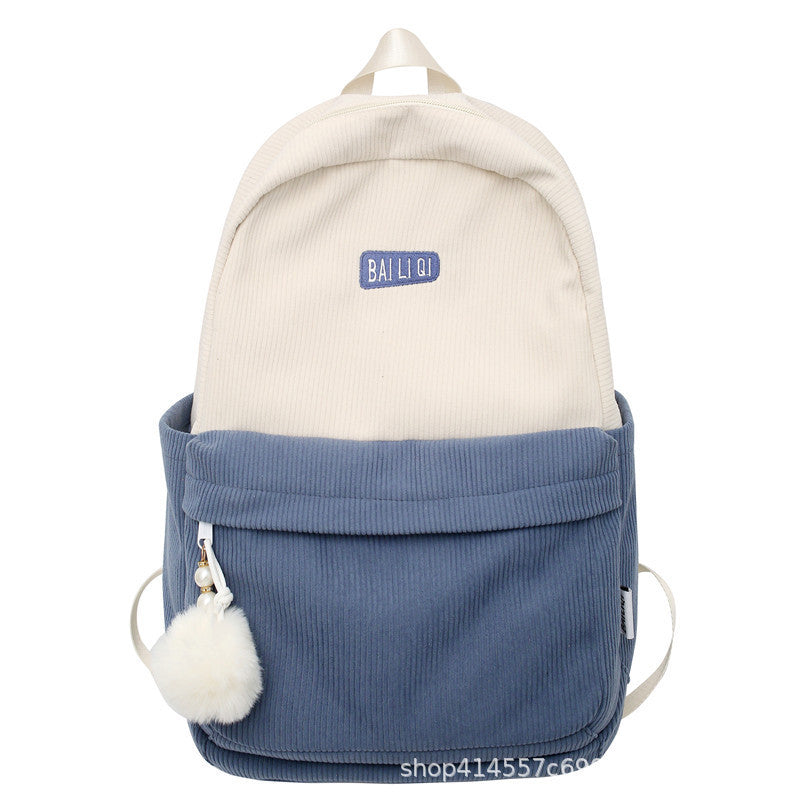 Backpack corduroy fabric is thick, soft and not easily deformed casual travel outing mommy bag girls backpack