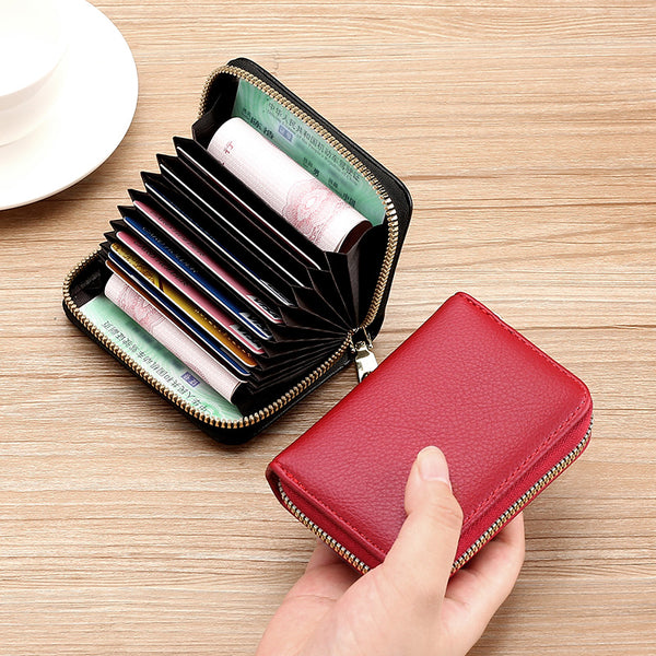 Anti-degaussing card bag Men's and women's zipper Multi-card position Bank ID card holder Large capacity Driver's license Small card holder Wallet