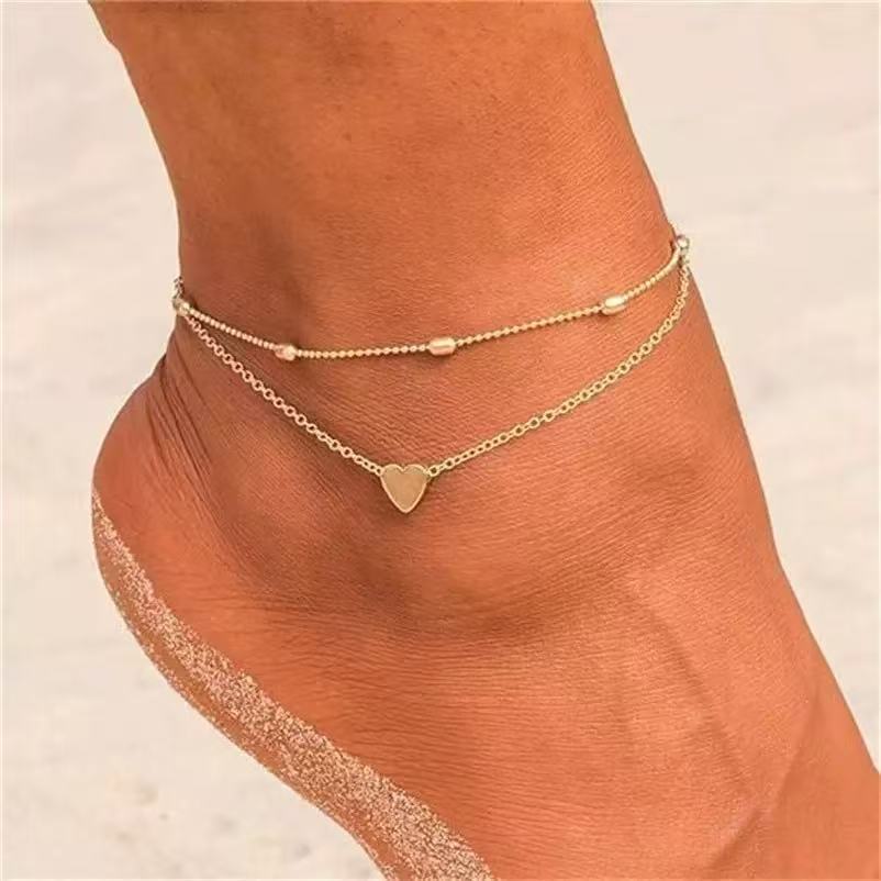 Gold double-layer/three-layer stackable beaded chain bracelet - trendy & versatile women's fashion jewelry - wholesale for cross-border e-commerce