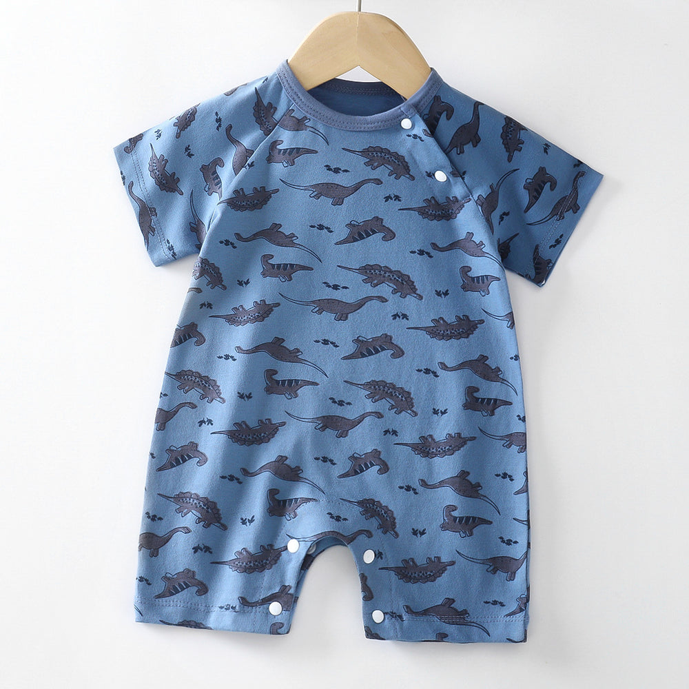Baby clothes summer thin pure cotton air-conditioning clothes pajamas newborn baby short-sleeved onesie baby outing khaki crawling