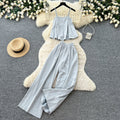 Minimalist cami top & wide-leg pants set - women's summer sleeveless chic outfit - effortless & sophisticated workwear