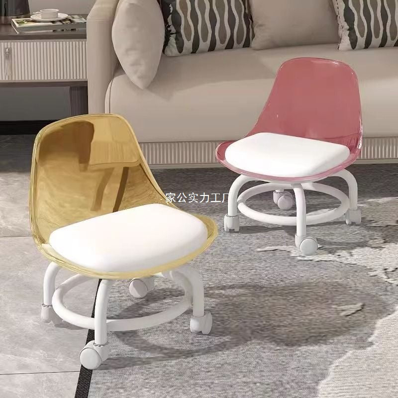 Acrylic small stool silent with universal wheel children's toddler stool Internet celebrity small chair pulley low stool beautiful seam stool