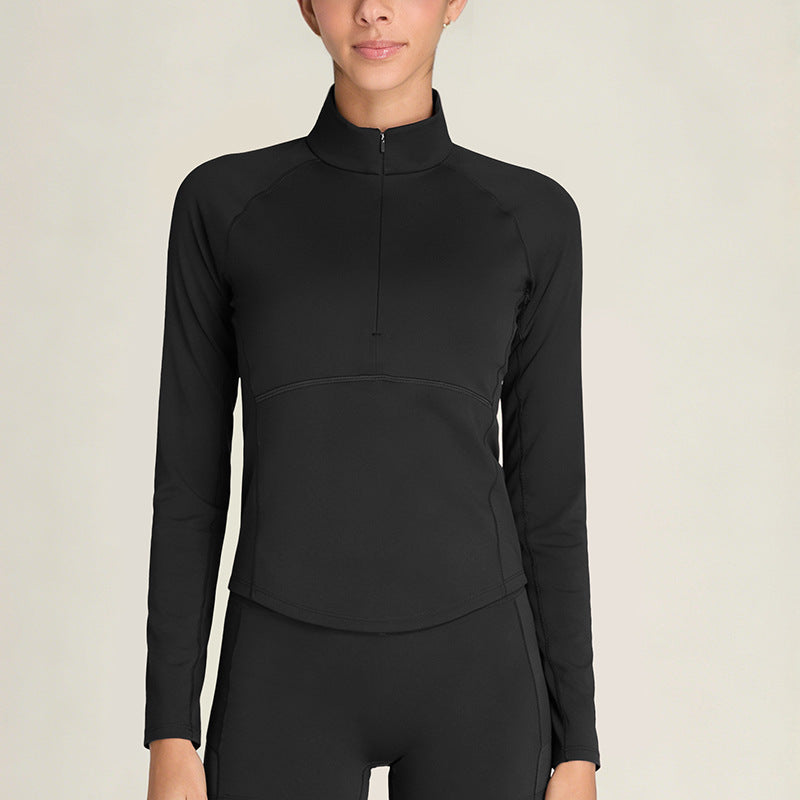 new arrival cross-border nude breathable stand-up collar hidden zipper outwear tennis shorts casual sports yoga suit
