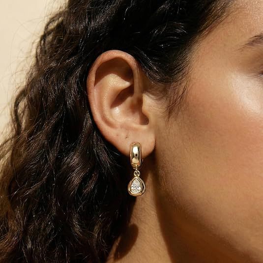 14k gold-plated teardrop pendant earrings - european & american fashion, minimalist chic, light luxury earrings - women's high-end ear cuff