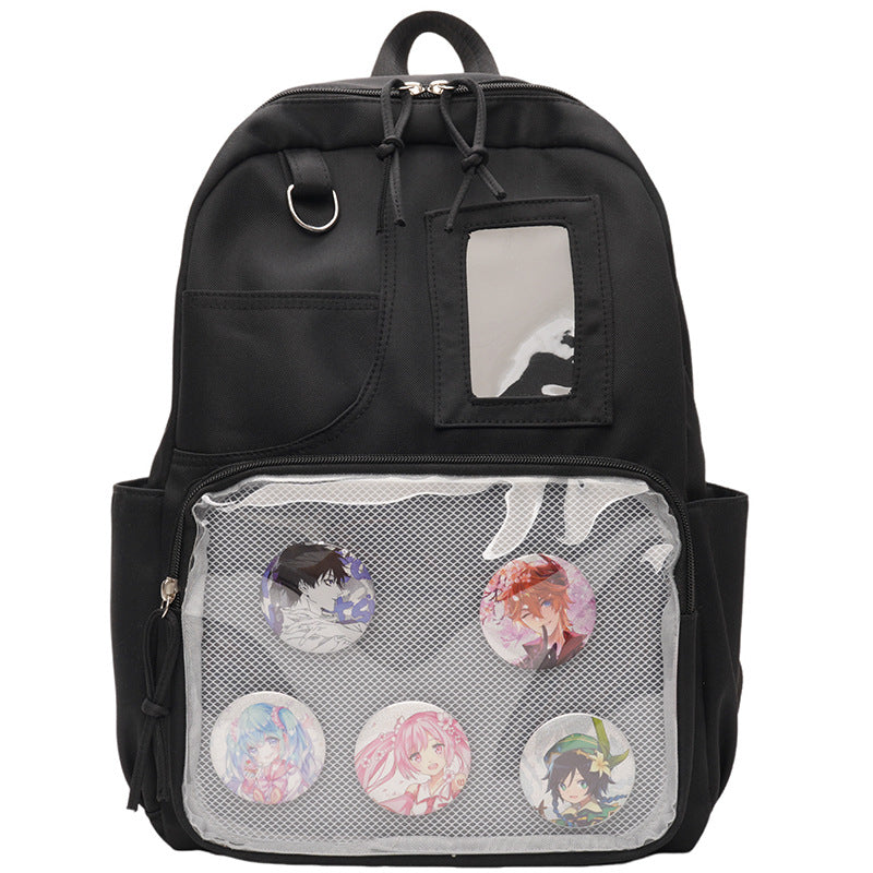New Japanese ins college style backpack, junior high school student schoolbag, high value transparent cartoon cute backpack