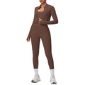 brushed tight drawstring halter vest nine-point long three-piece set sports running fitness yoga suit