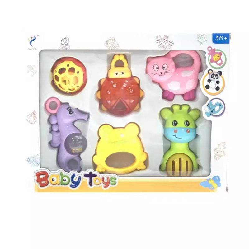 Cross-border  baby grab ball rattle cartoon fun hand rattle box set, baby small rattle toy
