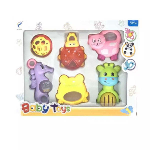 Cross-border  baby grab ball rattle cartoon fun hand rattle box set, baby small rattle toy