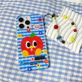 Blue grid apple flower suitable for iphone17 mobile phone case apple 16promax white large hole imd protective cover