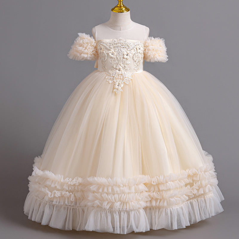 Ready-to-ship new girls' flower girl princess dress, tutu wedding dress, children's formal gown, piano recital dress, kids' dress