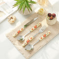 Cartoon girl ceramic handle high-temperature resistant anti-scald fork and spoon set, premium stainless steel cutlery, steak knife and fork