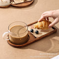 Ins-style acacia wood tray water cup set - perfect for snacks, afternoon tea, or solo dining. creative solid wood serving platter