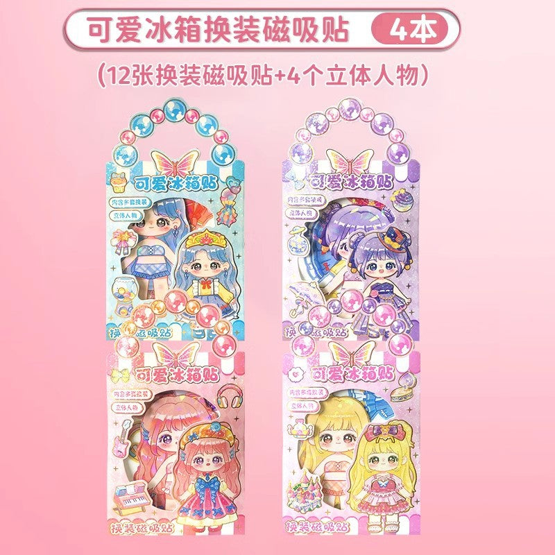 New 3d princess dress-up stickers - ancient style dress-up stickers - reusable dress-up stickers for girls - magnetic dress-up stickers - fridge magnets - easy to use