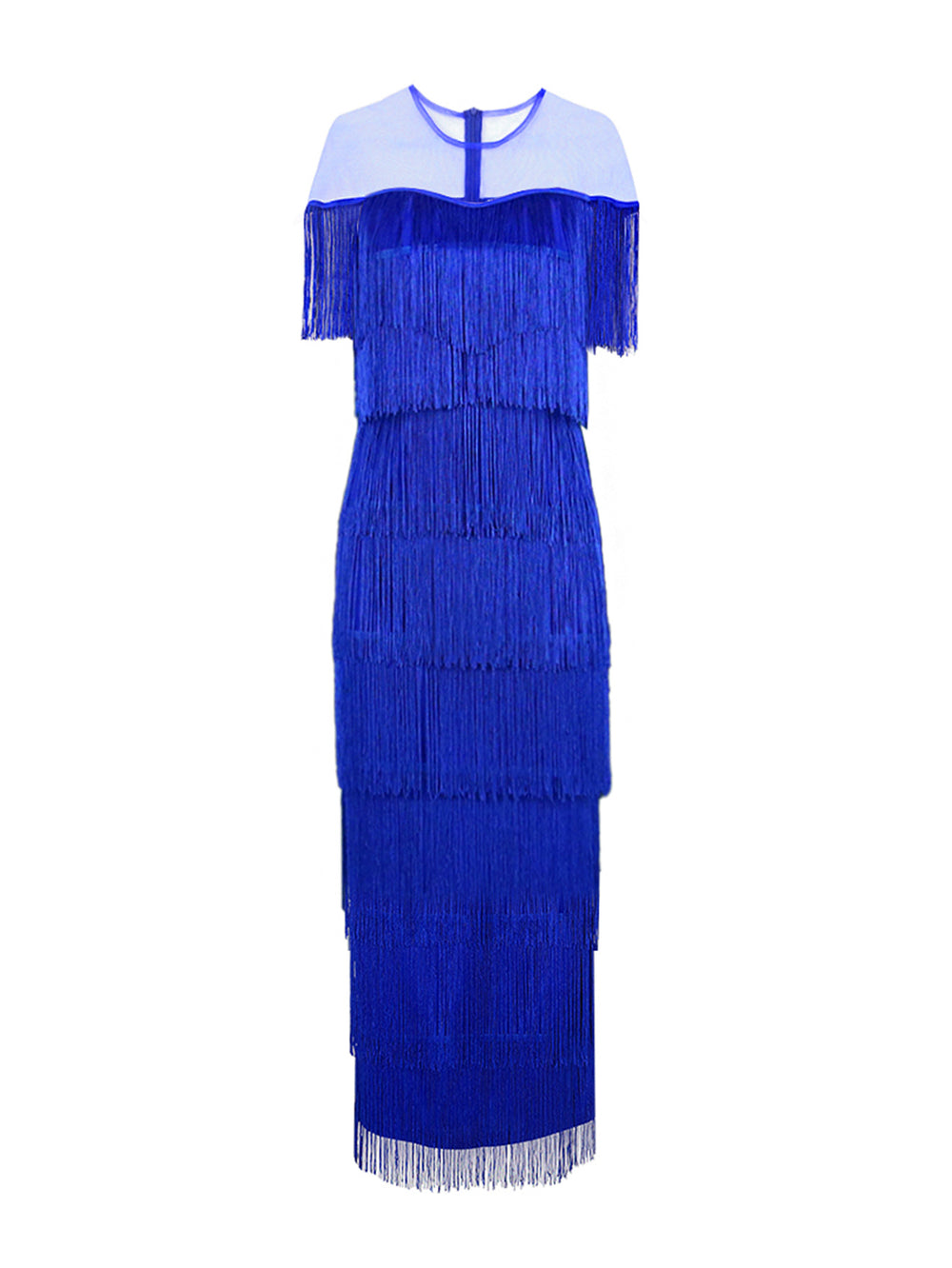 new mesh patchwork tassel crew neck dress high waist slim fit evening sexy bodycon dress
