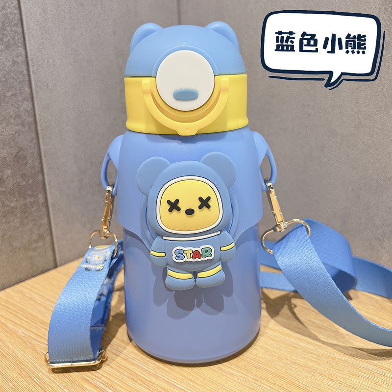 High-value, fun-themed kids' thermos: 316 stainless steel cartoon design, perfect for school, with straw for boys and girls
