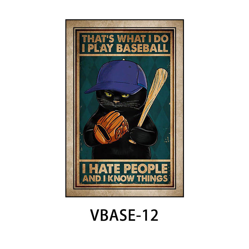 American retro baseball poster decorative painting gym gym hanging painting inspirational sports theme bar mural