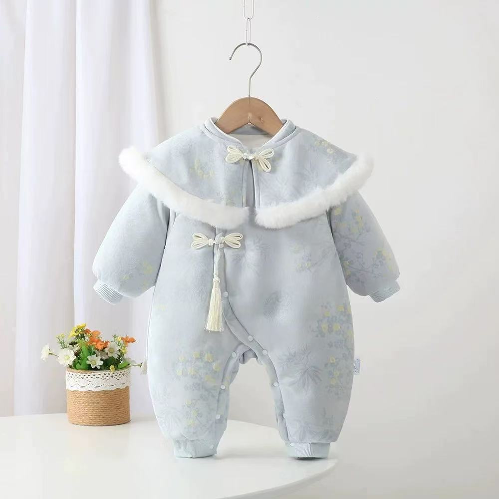 Baby winter one-piece long crawl new chinese style fashionable new chinoiserie baby thickened new year greeting clothes outwear haha