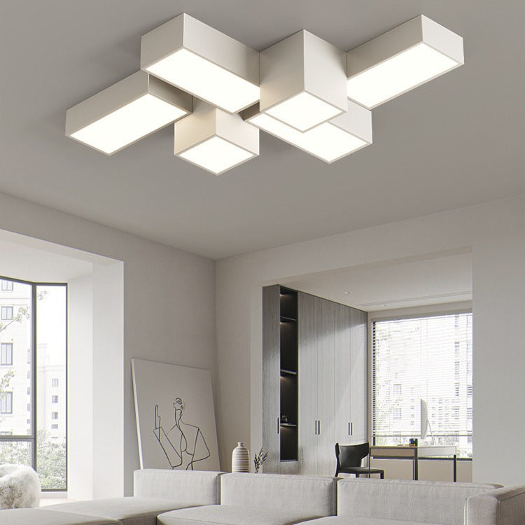 Creative geometric living room ceiling light modern simple atmosphere square home personalized combination whole house lighting package
