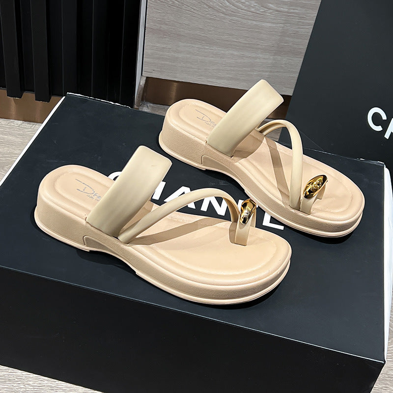 New women's closed-toe slides - summer korean style lazy slip-on fashionable flat sandals