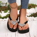 summer rhinestone thick solecasual slippers women's beach flip-flops women's large size sandals women's peach heart