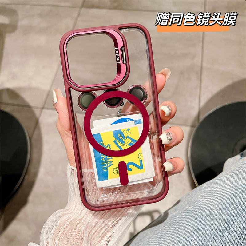 Suitable for apple 17 mobile phone case 16 magnetic u1 holder with lens film iphone14promaxpc protective case 11