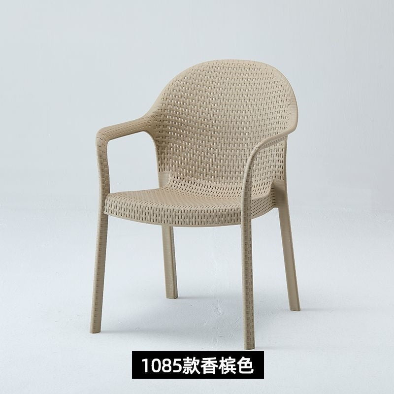 Outdoor patio plastic stool single chair single backrest imitation rattan chair balcony leisure area layout milk tea shop others