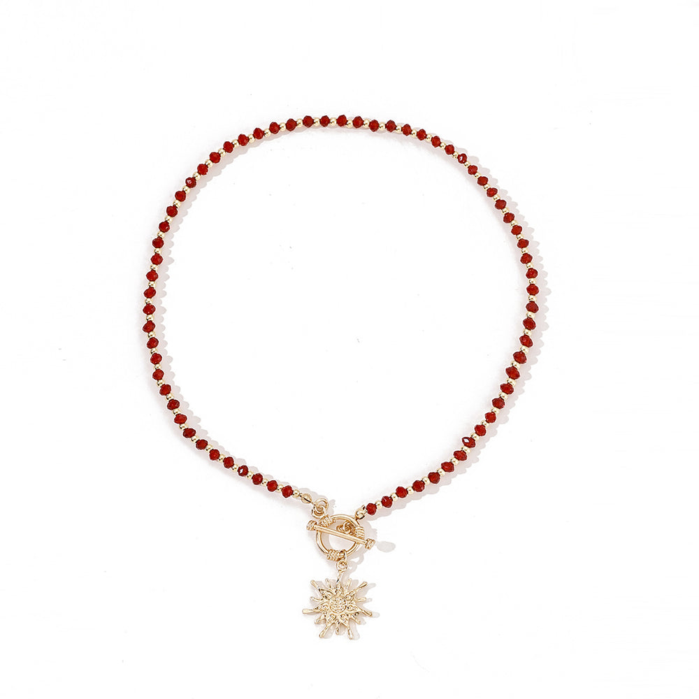 hot-selling asymmetrical sun pendant necklace for women, a unique and minimalist style, versatile beaded necklace, accessible luxury sweater chain