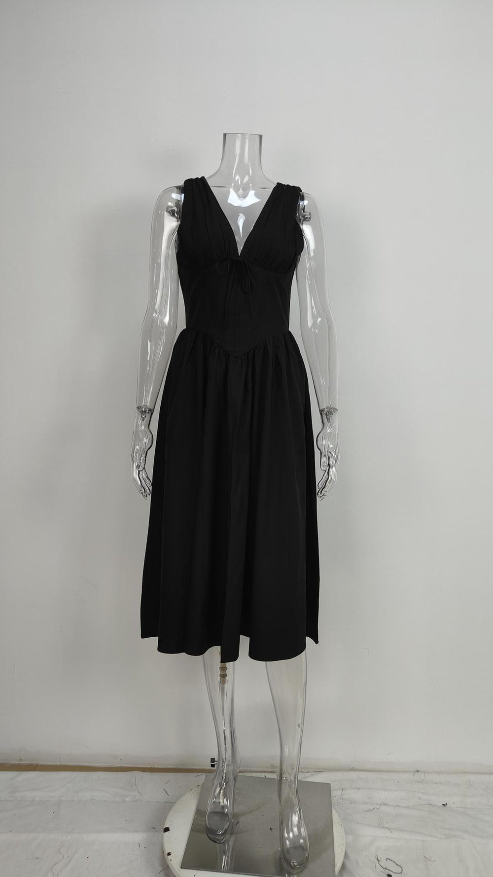summer new women's clothing  cross-border fashionable and elegant v-neck printed waist-cinching camisole dress
