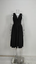 summer new women's clothing  cross-border fashionable and elegant v-neck printed waist-cinching camisole dress