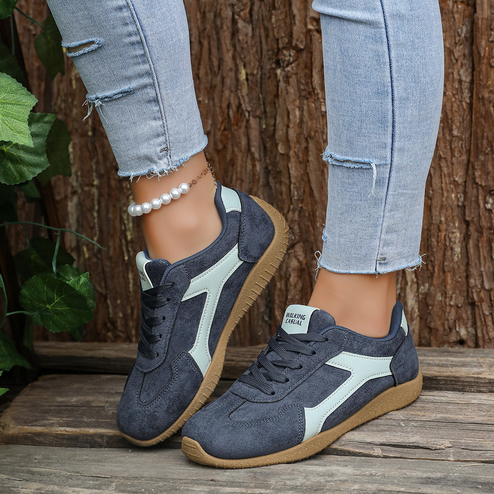 Casualretro soft bottom german training shoes for women 2026 summernew arrivaleasiest for matchthick sole sneakers color matching tie backwhite shoes