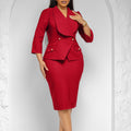 D604  cross-border foreign trade women's clothing new arrivalfashionelegant large lapel three-quarter sleeves african dress