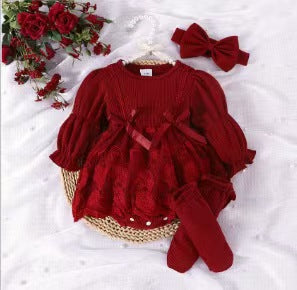 Children's clothingautumnew arrivalgirldress pure colorstripeslong sleeves mesh skirt