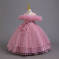New arrival: children's princess dress - off-the-shoulder wedding gown, piano recital dress, baby girl dress for export