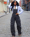 European and american style loose denim overalls -  cross-border women's spring streetwear fashion multi-pocket jumpsuit