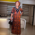 New plus-size african women's loose robe - cross-border   plus-size v-neck printed dress