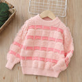 Girls' sweater two-piece set, thickened crew neck,  autumn/winter new collection, little girl's pullover knit sweater outfit