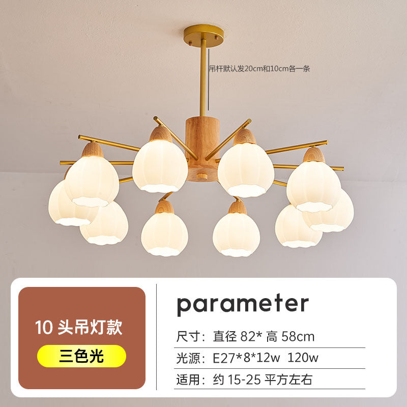 Log living room chandelier dining room light Japanese-style wabi-sabi wind homestay lighting retro wind hotel shop light bedroom lighting