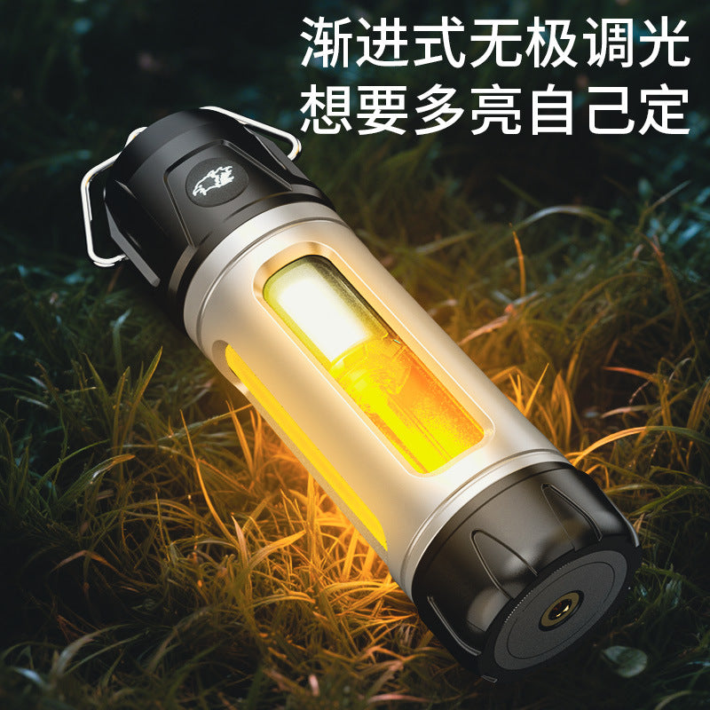 Cross-border new LED camping light USB charging stepless dimming atmosphere camping tent light multi-function flashlight