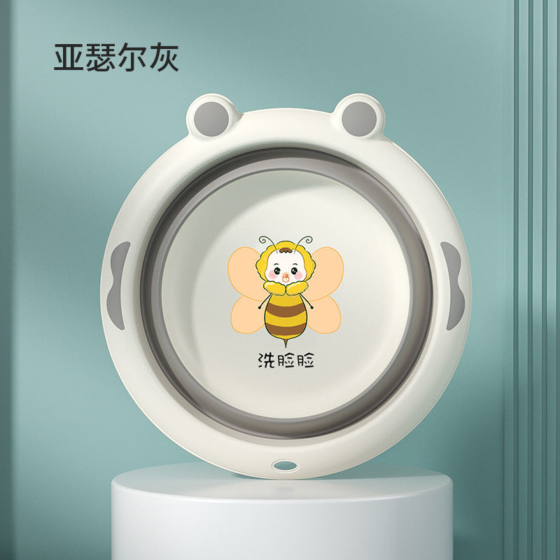 Foldable washbasin - kids & baby face basin - collapsible wall-mounted washbasin - cartoon design for face, butt, and foot washing