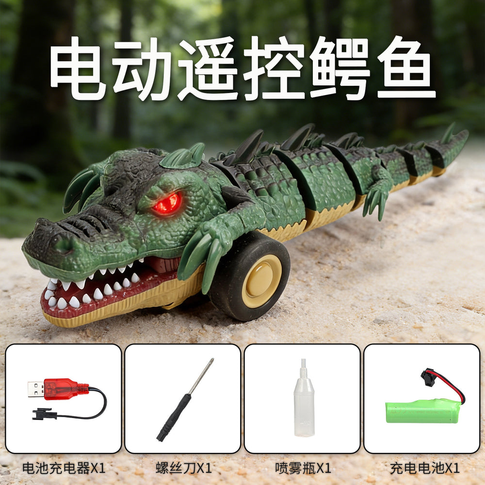new arrival crocodile car remote control car 2.4g light 360 degree rotate swing tail kids boys remote control toy