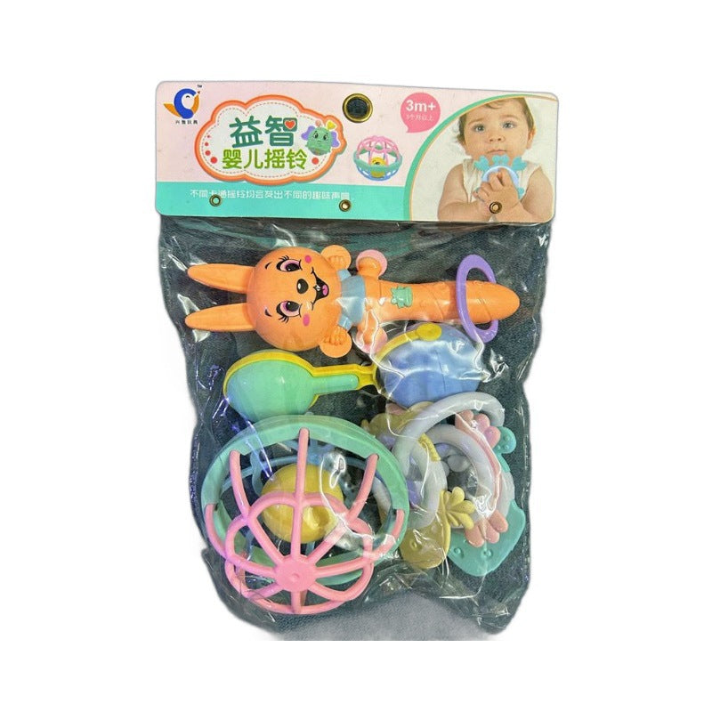 Cross-border South East Asia Export Infant Rattle Newborn Hand Grip Chewable Soft Rubber Rattle Baby Educational Toys