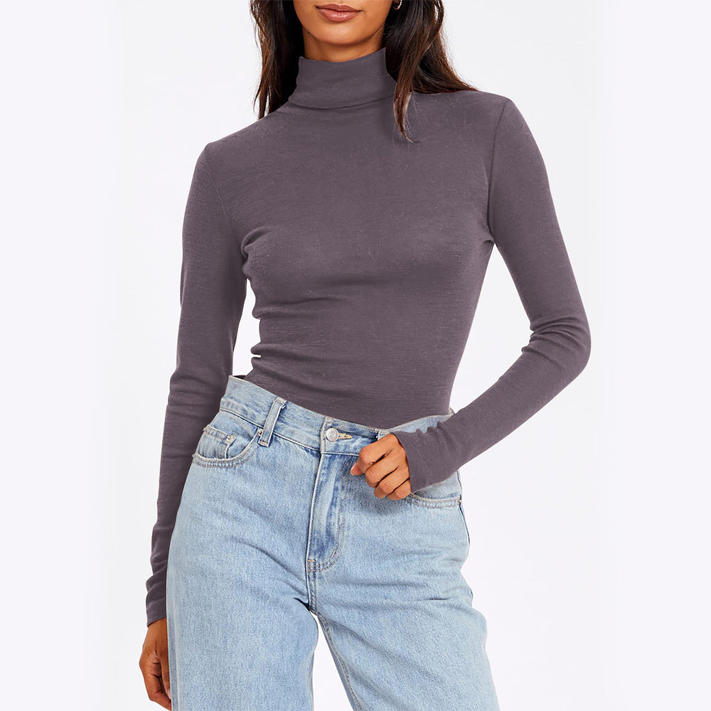 cross-border  spring new arrival: women's semi-high neck slim-fit versatile base layer top