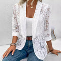 european and american cross-border spring/summer blazer: chic, versatile solid color lace shirt jacket