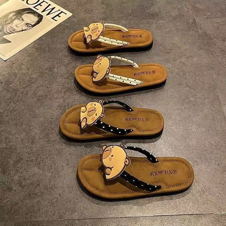 Cartoon cute outerwear flip flops women's summer internet celebrity ins best selling soft beach non-slip women's flip flops