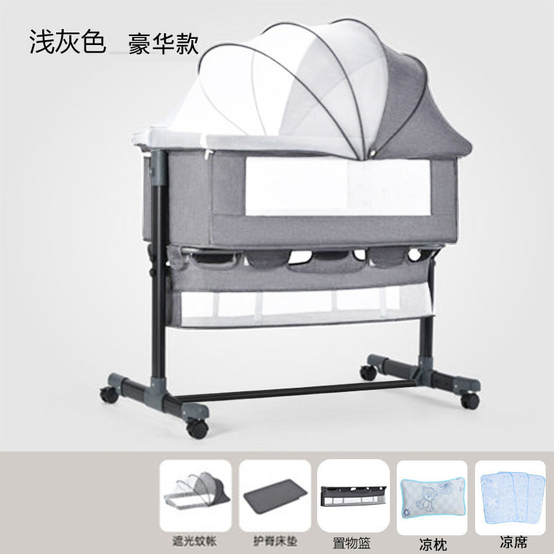 Baby crib newborn bed splicing large bed baby rocking bed bb children's bed cradle bed multifunctional movable foldable
